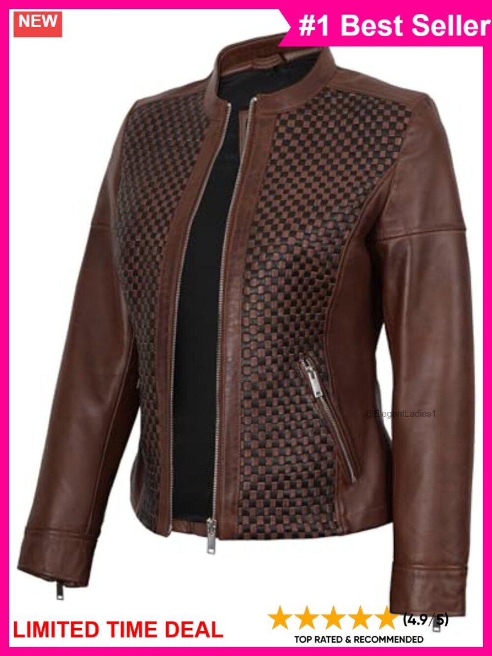 Genuine Lambskin Leather Jacket Women's Cafe Racer Biker Moto Coat